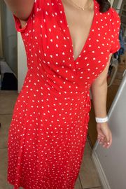 Heart Red MIDI Wrap Dress