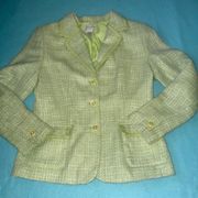 JACLYN SMITH blazer jacket tweed fully lined pearl buttons 2 pockets NEW size 8