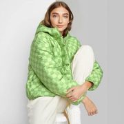 Wild Fable  Green Checkered Puffer Jacket