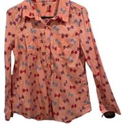 Red Camel Pink with Red White and Blue Bow Ties Cotton Button Down Shirt