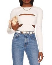GRLFRND Kasia L/S Bandeau Cut-Out Cotton Cashmere Sweater in Chalk Women’s Large