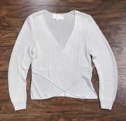 Michelle Mason • Cross Wrap Sweater top metallic silver grey surplice knit drape