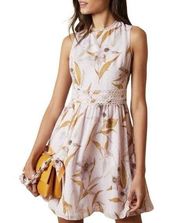 NWT Ted Baker London Rontie Cabana Floral Skater Dress  Light Pink Size 12