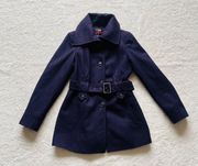 Dark Purple Belted Wool Coat