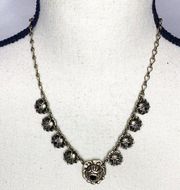 Lucky Brand Floral Chocker Necklace Gold Tone 18”