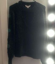 Black open collar sweater