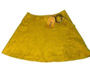 Mini Suede 70s Golden Yellow Skirt Large NWT