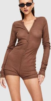 NWT Lioness Ghauri Long Sleeves V-Neck Knit Romper Chestnut Women's AU6 / XS