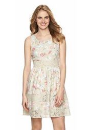 Floral Moon Trim Lace Mini Dress