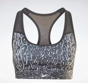 Reebok NWT  Lux Racer Sports Bra Mid-Impact Black/Gray Animal Print Padded M