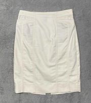 White House Black Market Skirt Womens 4 Beige Ivory Pencil Straight Neutral Knee