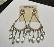 NWT Kenneth Cole Reaction Pierced Earrings Dangle Drop Green Beaded Gold Tone