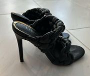 Liliana black woven heels
