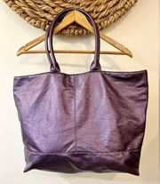 Saks Fifth Avenue Metallic Purple Tote Bag