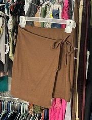 NWT  Rue21 brown asymmetrical mini skirt with tie *small*