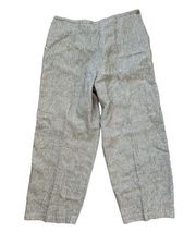 Flax Lagenlook Boho Flowy Linen Button Accent Pants | Striped Print | Medium