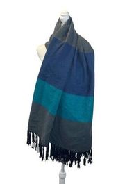 Steve Madden Oversized Scarf with large stripes with fringe