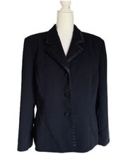 Le Suit Essentials Blazer Petite Black Satin Trim Dressy Jacket Size 16 Petite