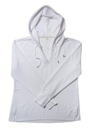 White Drawstring Pullover Sweatshirt