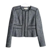 Hobbs London Tweed Patterned Jacket Women's 6 Black Blue White Corpcore