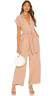 Revolve  L'Academie Fia belted jumpsuit in taupe size Small