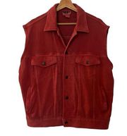 DKNY RN#68596 100% cotton Distressed Red Denim style Vest