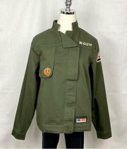 Star Wars Resist Military Jacket Olive Green Galaxy’s Edge WDW Ladies Sz Med New