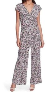 1. State Riviera Floral Flutter Sleeve Wide Leg Jumpsuit in Black Multi Size XS