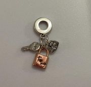 Two-tone Key, Padlock & Heart Triple Dangle Charm