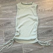 boutique size small light moss green rouched sides ribbed tank top