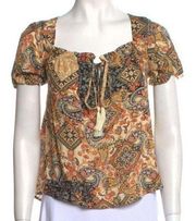 ✨ cupcakes and cashmere paisley patterned drawstring neckline blouse✨