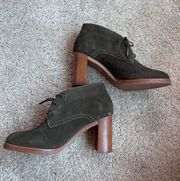 Dark Green Suede Booties