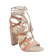 BCBGeneration Peach Ronny Gladiator Lace Up Block Heel Strappy Sandals Size 5