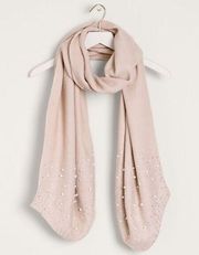 Chico's OS Champagne Pearl Studded Knit Scarf