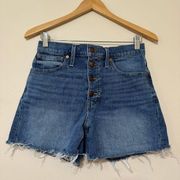 High Rise Button Fly Denim Cutoff Shorts