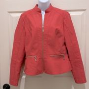 Baccini Coral Faux Leather Zip Up Moto Jacket