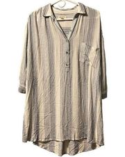 RAG POETS - Polo striped long sleeve shirt dress Size XS Pheasant Bohemian