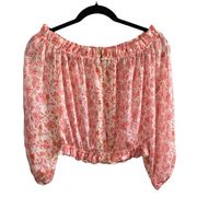 NWT Gianni Bini Ditsy Floral Sweet Sorbet Cropped Off Shoulder Blouse