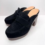 Splendid Clogs Vina Platform Size 9 Black Suede Leather Slip On Shoes NEW