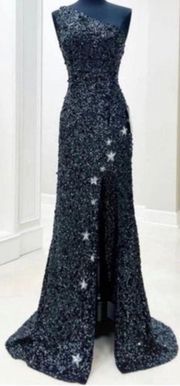 Black Sequined Prom Dress