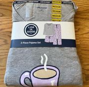 Life is Good 3 piece PJ Set. Coffee/Start me up. Medium. New in Package(A034)