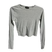 Topshop  Scalloped Hem Long Sleeve Cropped Top Gray Size 4