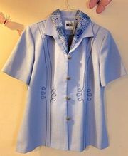 Vintage Leslie Fay Baby Blue Blazer & Scarf- Decor Buttons- 12P