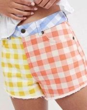 FARM Rio x Anthropologie Multicolor Checkered Shorts