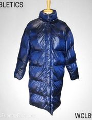 Fabletics Adeline Shine Oversized Long Puffer Deep Cobalt Shine Jacket Size Smal