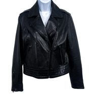 Rag & Bone Chrystie Lamb Leather Moto Jacket Biker Coat Black Medium