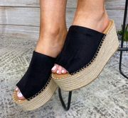 Black Espadrille Wedge Sandal