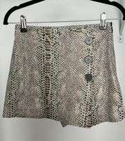 Faux Leather Snake Print Skort