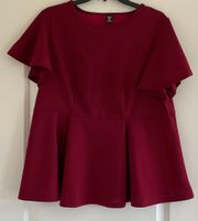 NWOT Red Peplum Top