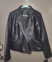 Andrew Marc Faux Leather Black Button Jacket Womens Sz M NWT